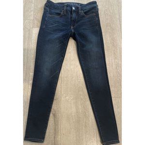 American Eagle Sz 2S Reg Super High Rise Jegging 360 Super Stretch Dark Wash